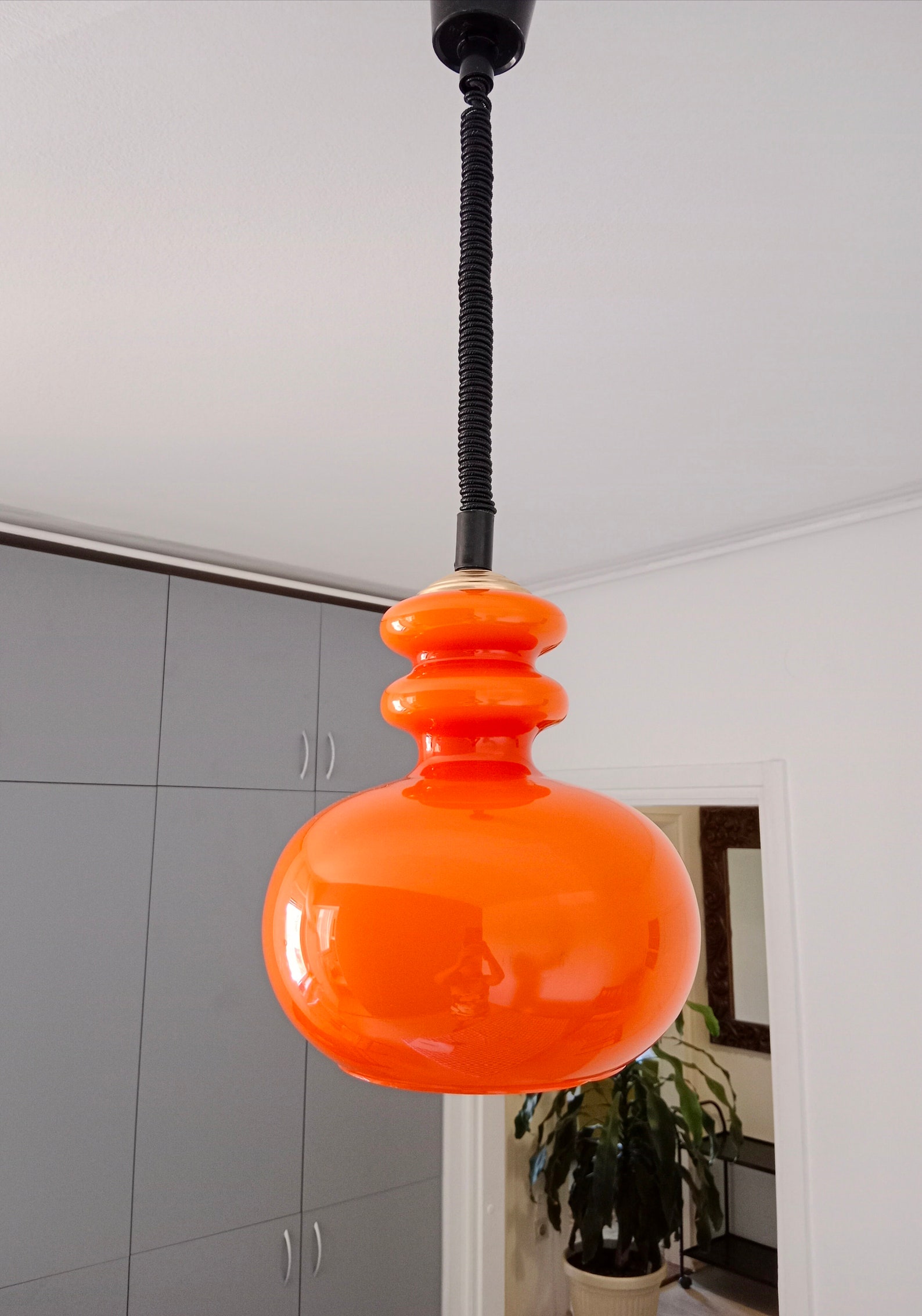 Vintage Orange Glass Pendant Lamp / Space Age Orange Ceiling Lamp — free download