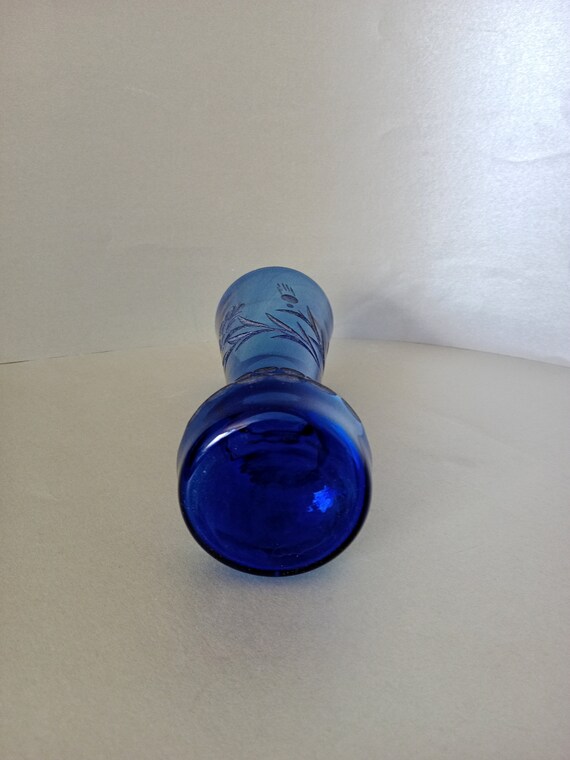 ボヘミアンクリスタルチェココバルトブルー花瓶/ミッドセンチュリー