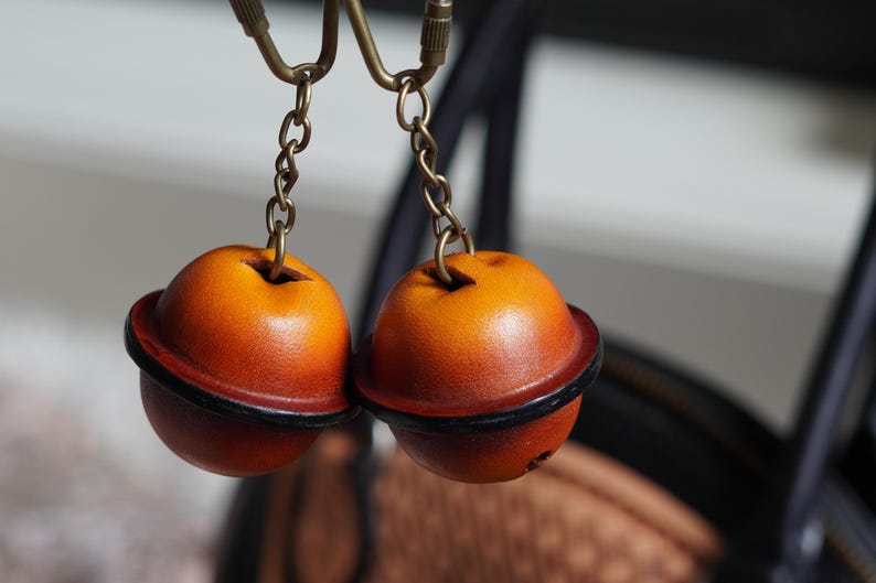 Handmade Leather Bell Keychain: Natural Tanned Angus Leather - Etsy