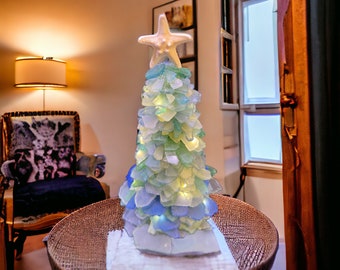 Sea Glass Tree 12" With Fairy Lights