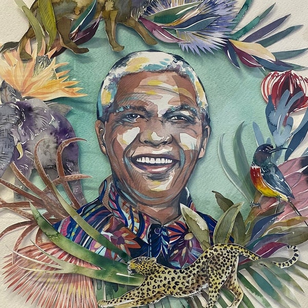 Nelson Mandela Art - Titled Jabulani - South African Art