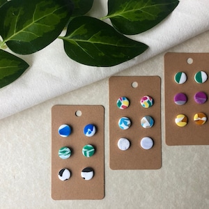Lucky Dip Triple Mystery Pack of Unique Small Polymer Clay Stud Earrings