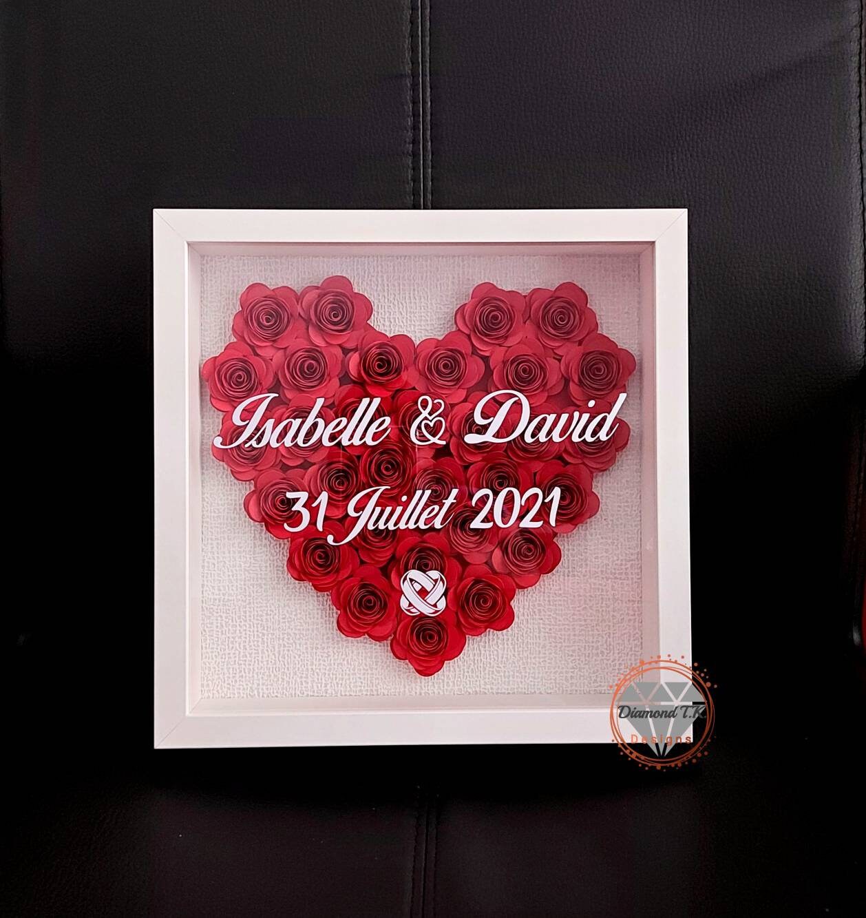 Cadre de Roses, Cadeau Original Personalisable, Cadeau Mariage, Fiançailles, Maîtresse, Couple, Cadr