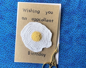 Eggcellent birthday card -  funny birthday, personalised funny card, fried egg, food lovers card, pun handmade, card with egg, birthday egg