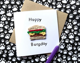 Happy Birthday card - Hamburger card, Burg day birthday, food lovers birthday, Big Mac birthday, pun card funny birthday card, kwerky kards
