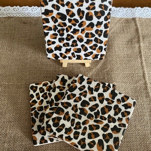 Posavasos de piedra con estampado de leopardo (lote de 4)