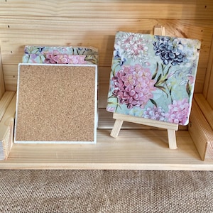 Hydrangea Floral Stone Coasters (Set of 4)