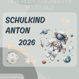 Personalisiertes Bügelbild-Set Schulkind 2026 Astronaut