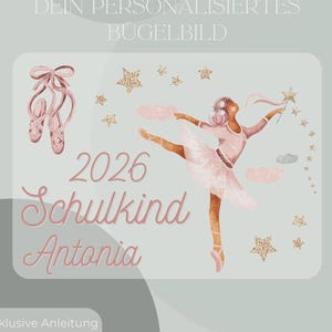 Personalisiertes Bügelbild-Set Schulkind 2025 Ballerina