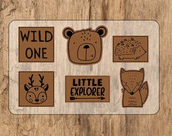 Woodland animals forest animals set iron-on label iron-on image in-house production 6 pieces