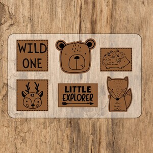 Woodland Tiere Waldtiere  Set Bügel-Label Bügelbild Eigenproduktion 6 teilig