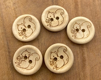 3 Eichhörnchen Holz Knopf Button