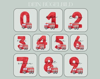 Firefighter birthday number iron-on patch