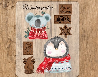 Winter / Weihnachten Set Bügelbild Eigenproduktion 8 teilig