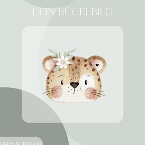 Leopard mit Blumen Bügelbild Eigenproduktion
