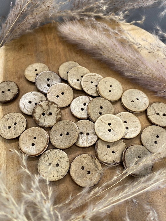 100 Holzknöpfe Aus Kokosschale – Runde Vintage Knöpfe, Ca. 13 Mm, Für Nähen & DIY Basteln