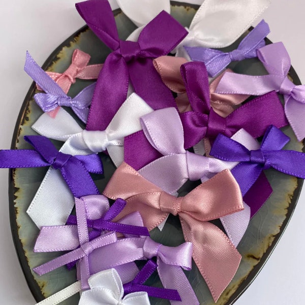 20 Pcs Bows Package Mixed Purple / Lilac Bow Ribbon Satin Mix Set