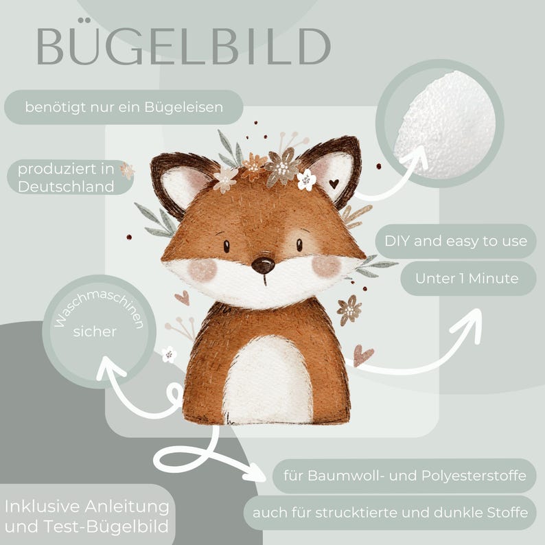 Fox With Flowers Ironon Patch Etsy