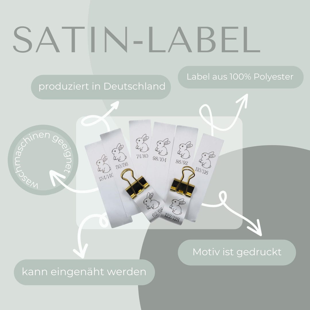 Double-sized Labels With Rabbit, Satin Labels, Sew-on Textile Labels ...