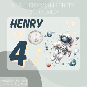 Personalized iron-on transfer set astronaut birthday