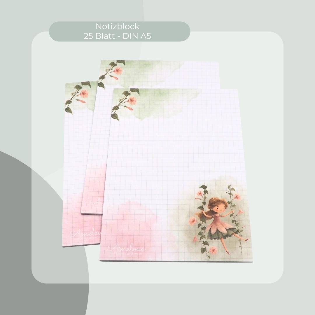 A5 Notepad - Forest Fairy With Flowers - Etsy