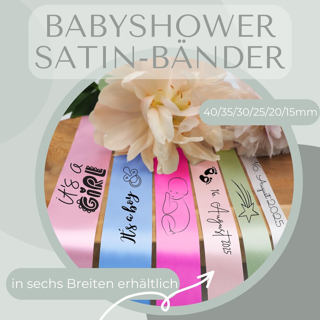Satin Ribbon Ribbons Customizable for Baby Shower in Color, Width ...