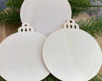 Wood ornament disc in Christmas tree bauble shape | Blank ball, Christmas decorations