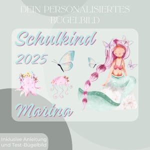 Personalized iron-on transfer set schoolchild 2025 Mermaid II