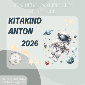 Personalized iron-on transfer set for kindergarten child 2026 Astronaut