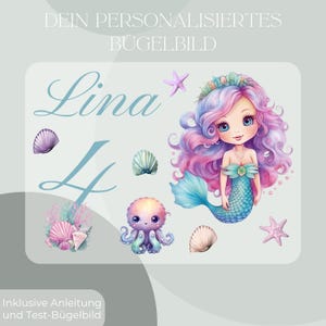 Personalized iron-on transfer set mermaid birthday