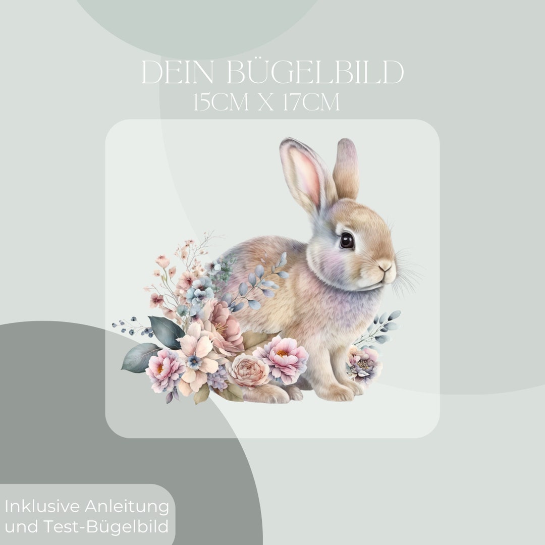 Rabbit With Flowers Iron-on Transfer - Etsy