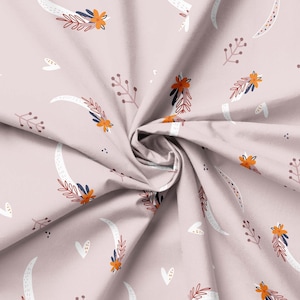 Boho Moon Dream Pink Jersey Cotton Jersey Fabric