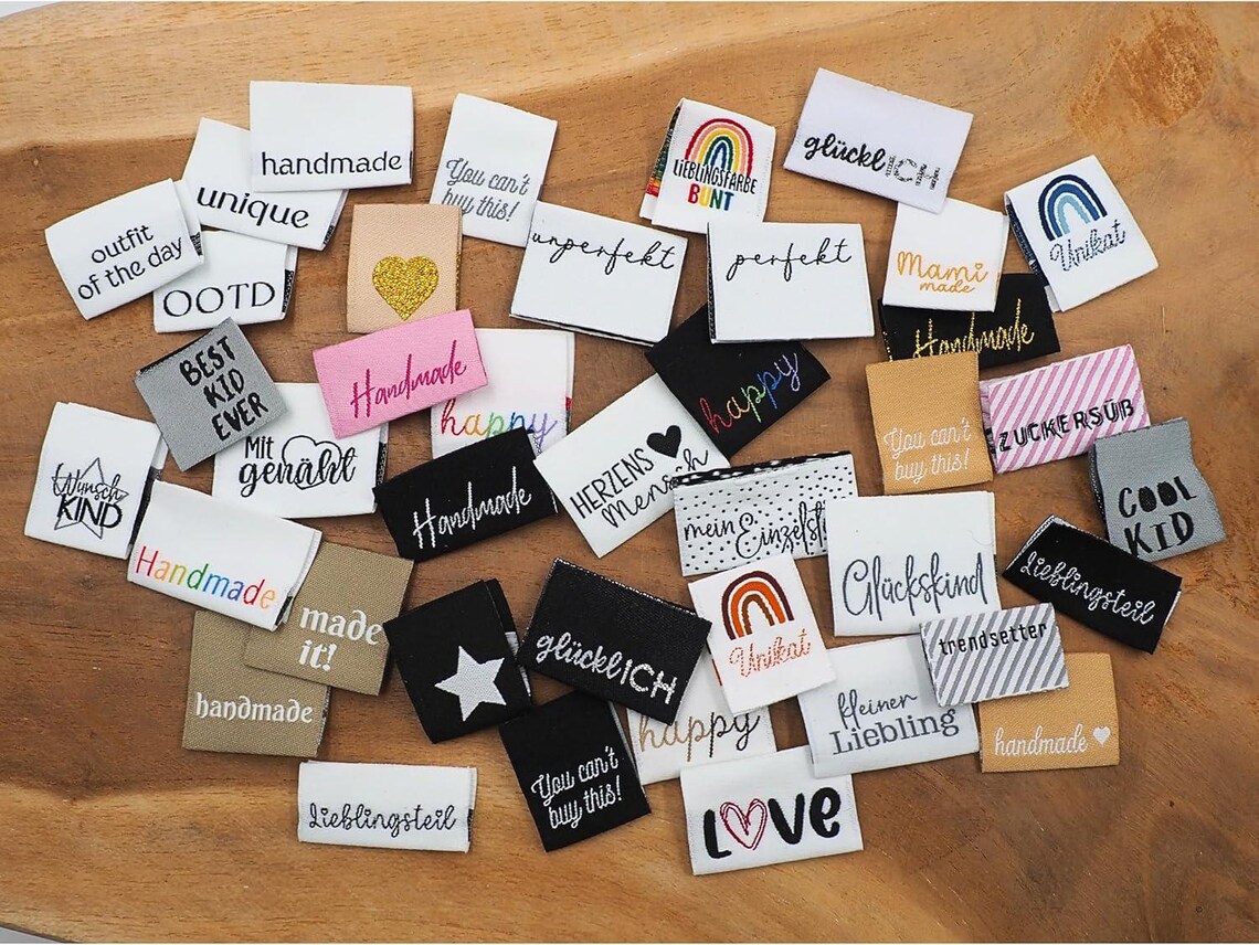 Web Labels Print 40 Pieces Label Package Web Label Labels Sew-on Textile Labels Woven ...