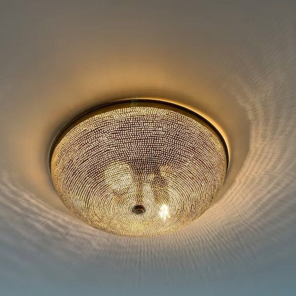 Flush Mount ceiling light, Handcrafted Moroccan Ceiling Lights, brass light fixtures, brass lamp, semi flush mount ceiling light