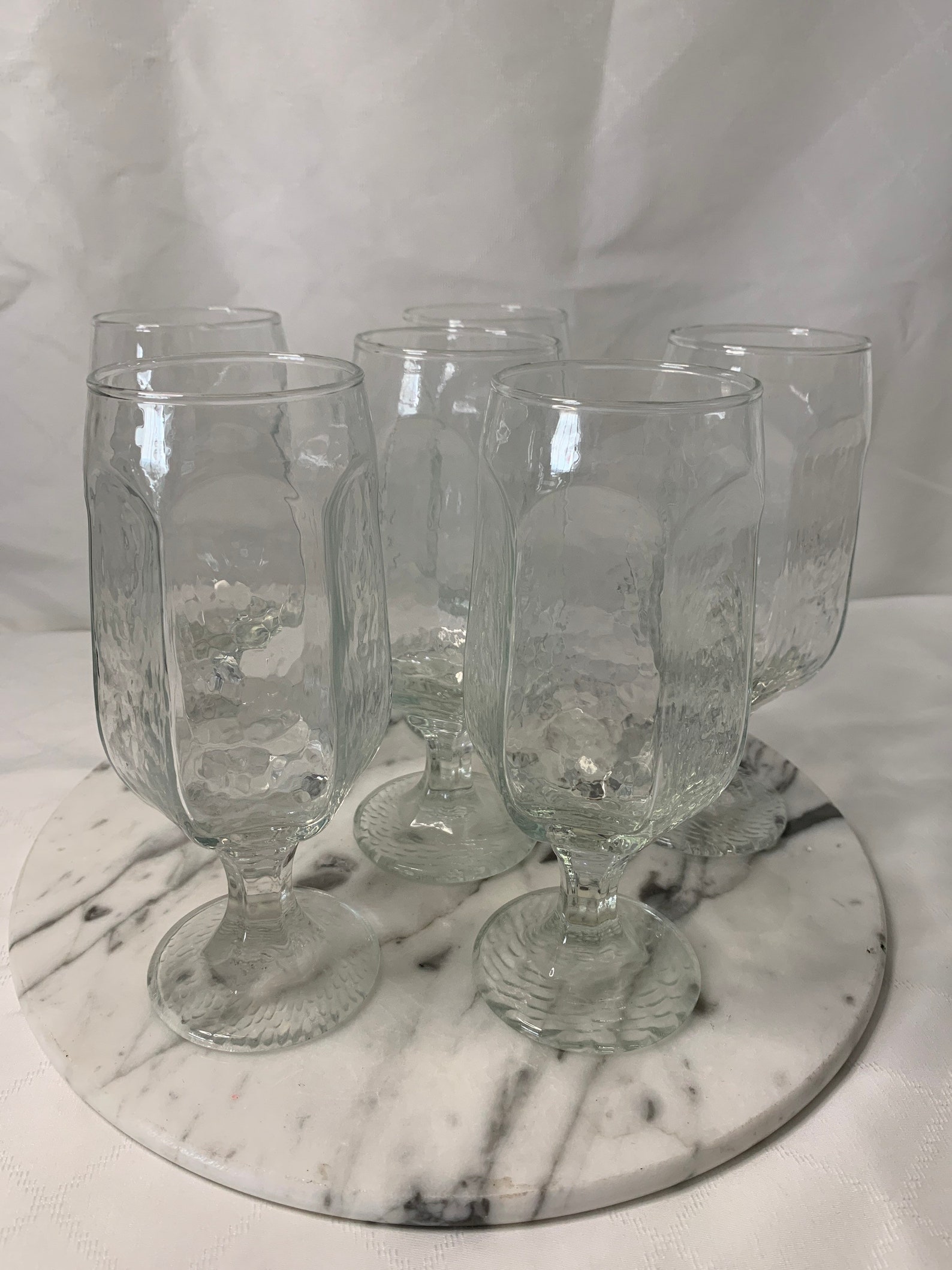 Vintage Libbey Facets Stemmed Drinking Glasses 1960 Set of 6 Etsy