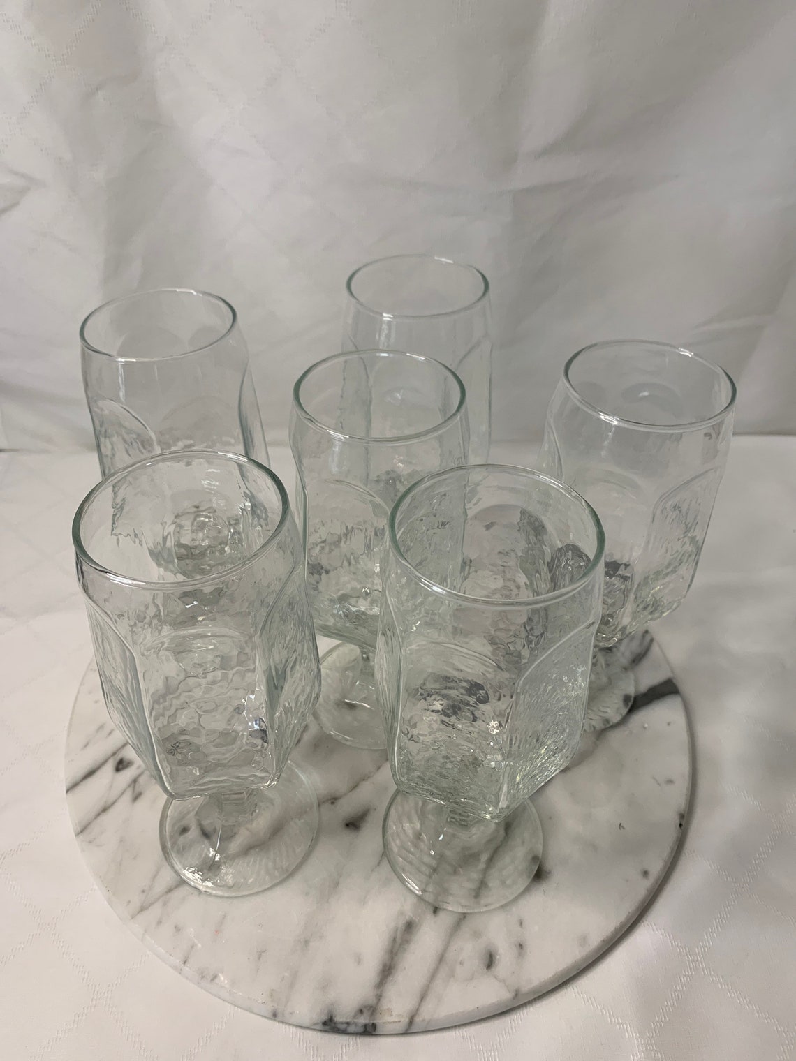 Vintage Libbey Facets Stemmed Drinking Glasses 1960 Set of 6 Etsy