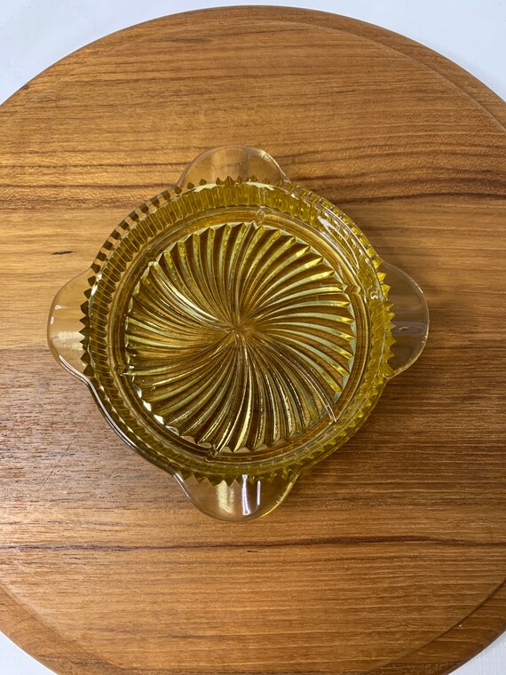 Vintage Golden Yellow Glass Ashtray With Four Arms Etsy