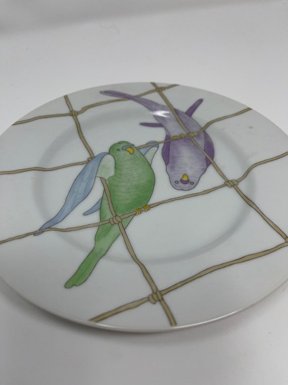 Vintage Fitz and Floyd “Pastel Parakeets” set of … - image 2