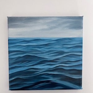 An original oil painting 15x15cm on stretched canvas of the ocean