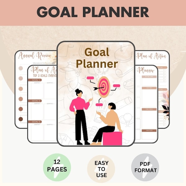 Smart Goal Planning Tracker / Vision Board Tracker / Success / Goal Setting / Productivity Planner