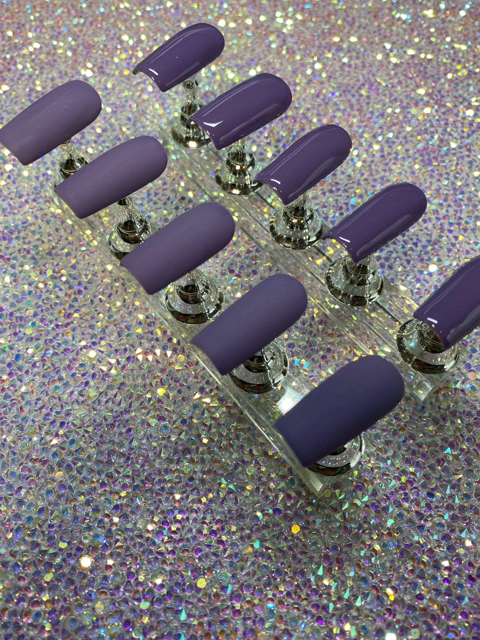 Purple Nail Set Matte Version Available Purple Nails | Etsy