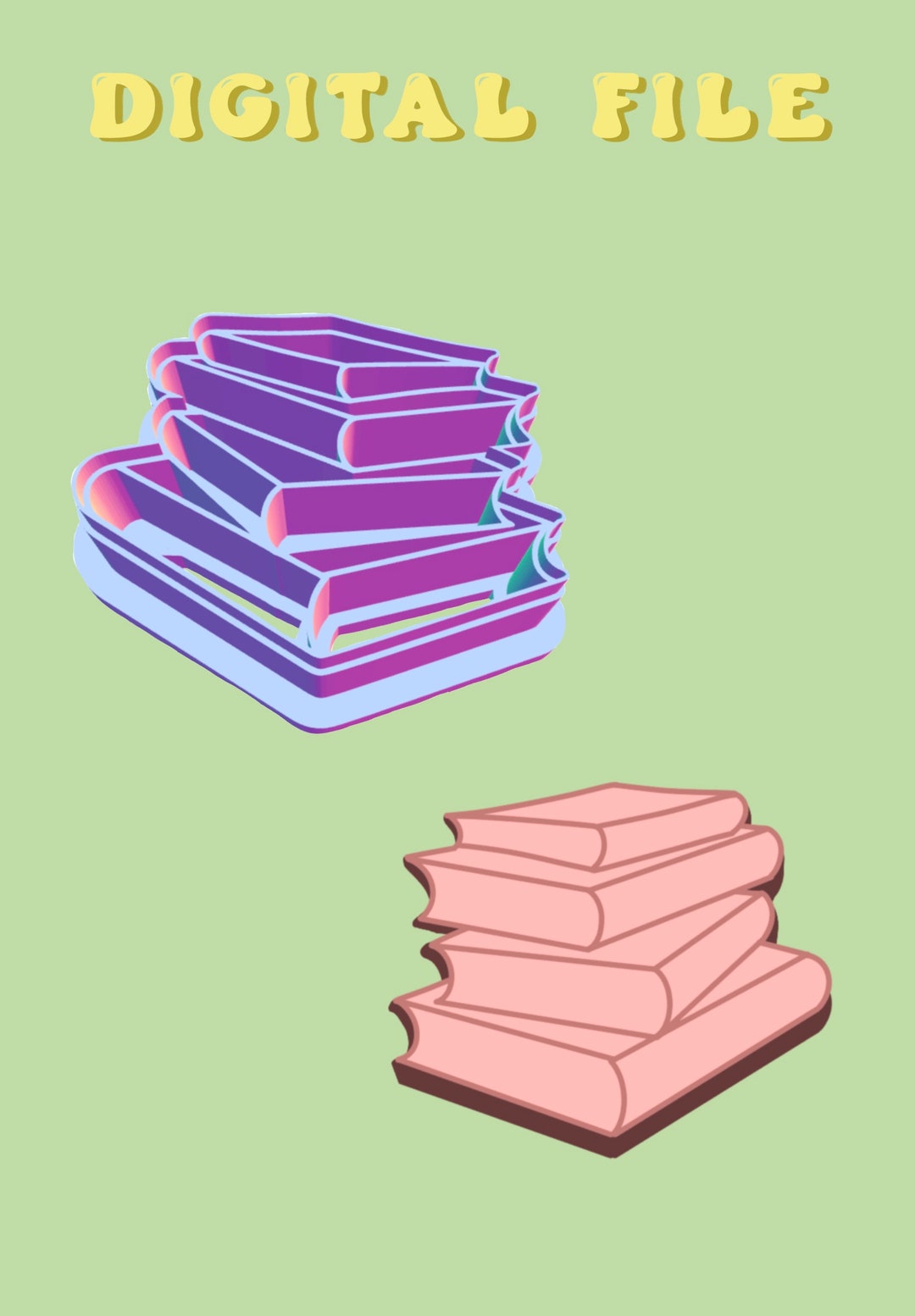 Stack of Books STL File Clay Cutters | Digital STL File | 5 Sizes - Etsy