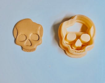 Halloween-dödskalle i polymerlera för örhängen, lerskärare, höstskärare, lerskärare också, lerskärarform, lerskärare för smyckestillverkning