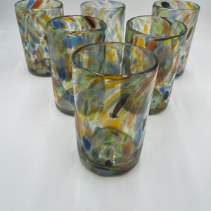 Hand Blown Mexican Glassware Spring Breeze Tumbler Glass Set of 6