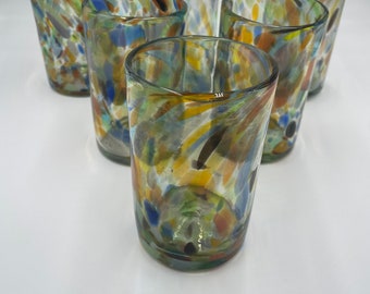 Hand Blown Mexican Glassware Spring Breeze Tumbler Glass Set of 6