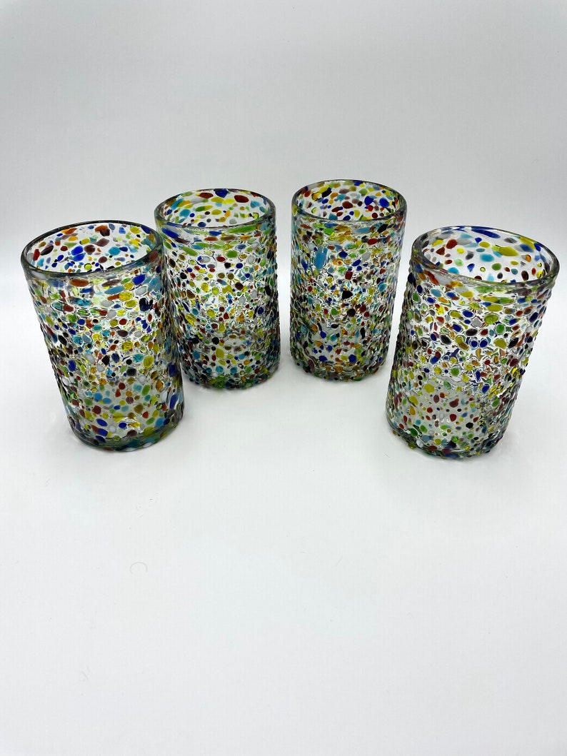 Hand Blown Mexican Glassware Hailed Confetti Etsy