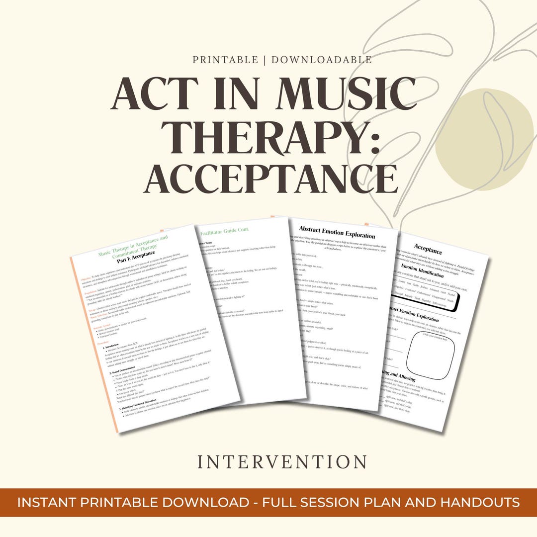 ACT in Music Therapy: Acceptance | Facilitator Guide, Meditation Script ...