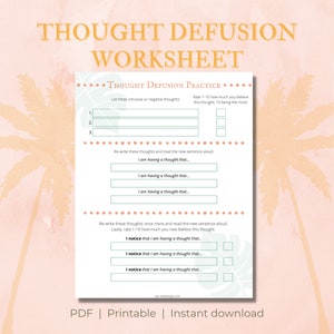 Thought Defusion Practice Worksheet