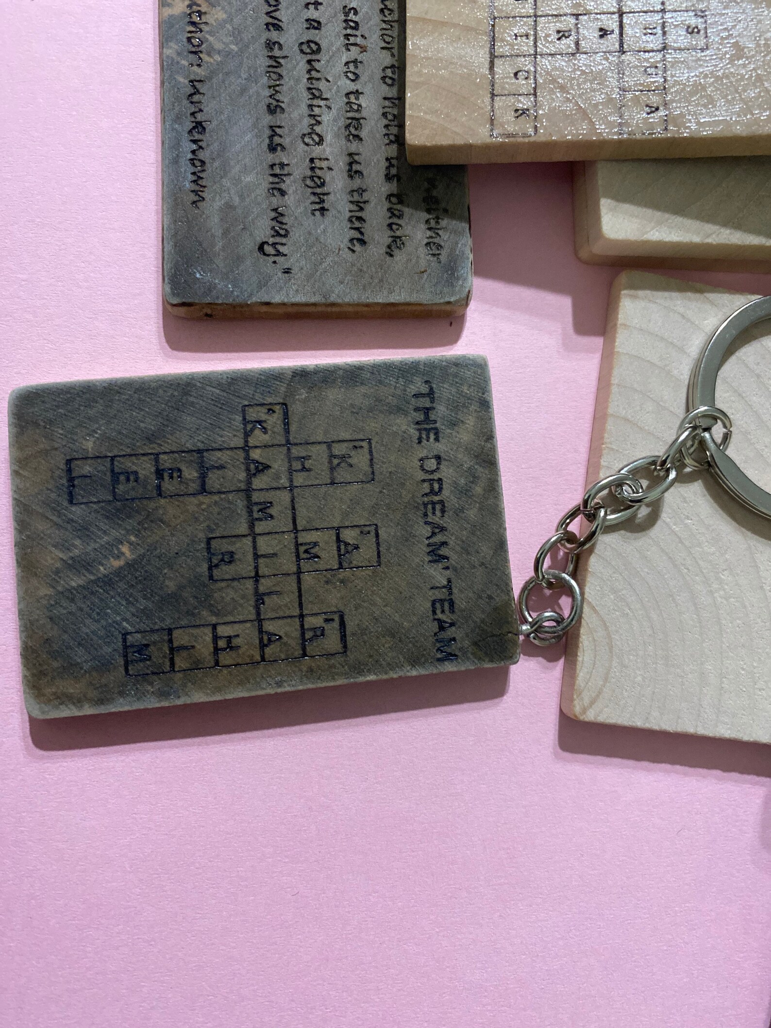 Wooden Crossword Puzzle Keychain Etsy