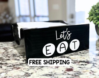Personalized Wood Napkin Holder, Custom Dinner Napkin Caddy, Fits 6.5” Napkins